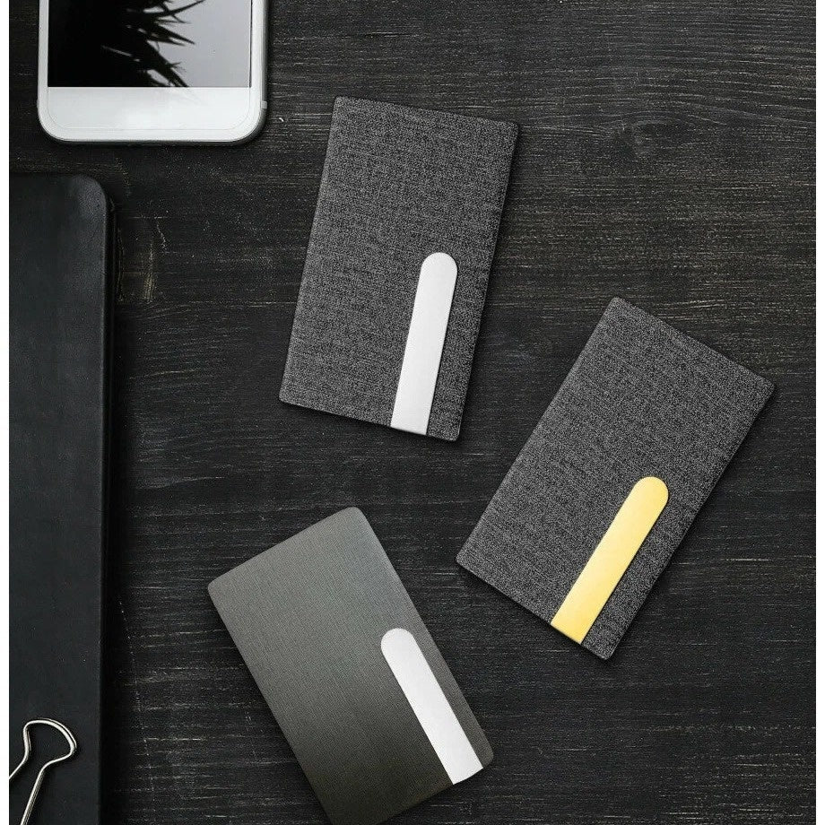 Men's Slim Gold Metal Card Holder Geometric Pattern