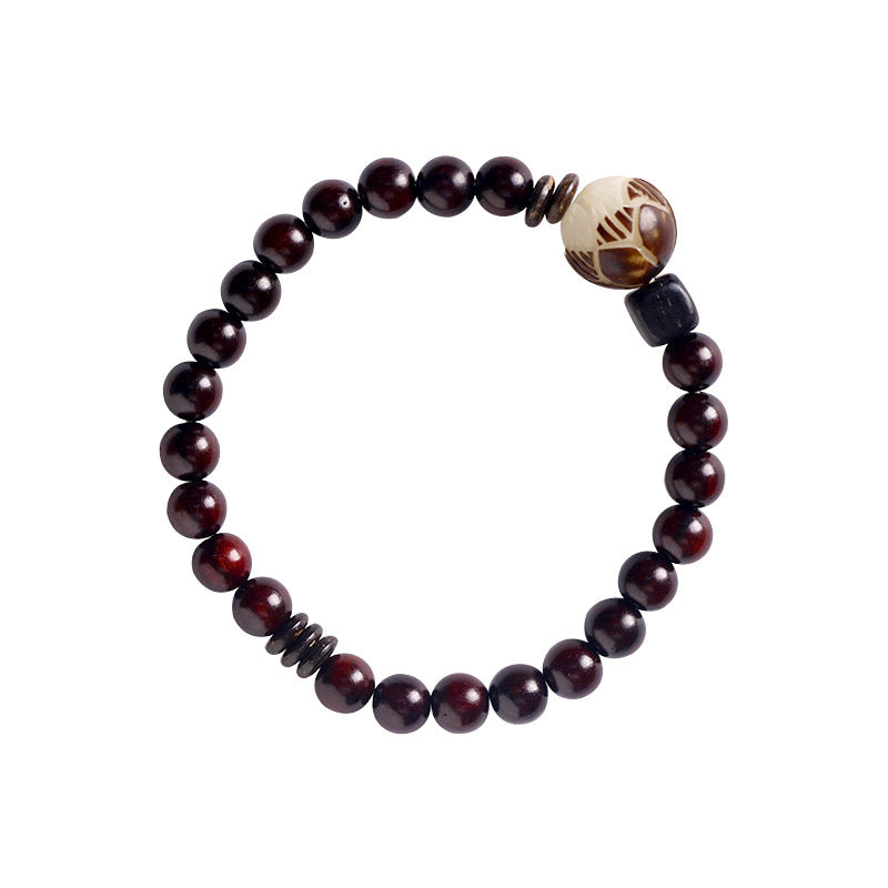 Simple All-match Natural Rosewood Double-ring Bracelet