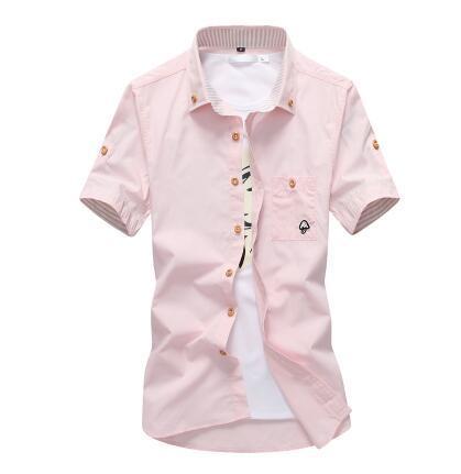 Men's Slim Fit Floral Embroidered Cotton Shirt Casual