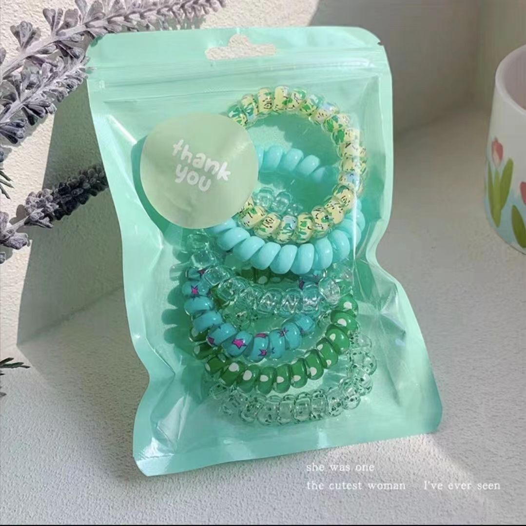 Gradient Color Telephone Line Hair Rope Girls Head Rope Rubber Band Headdress