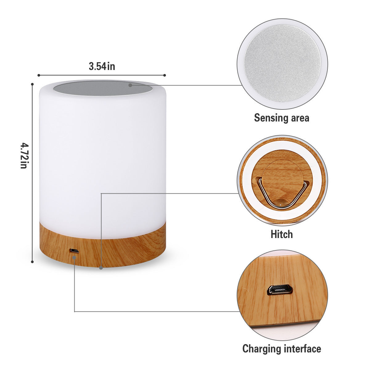LED Colorful Wood Grain Creative Rechargeable Night Light