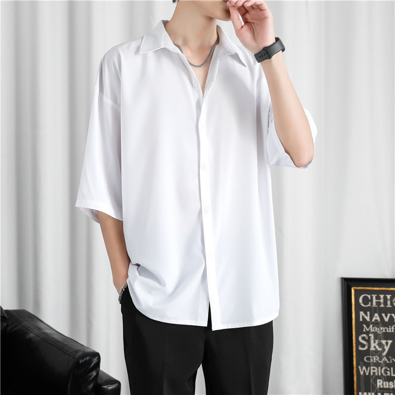 Men's Fashion Casual Loose Solid Color Shirt