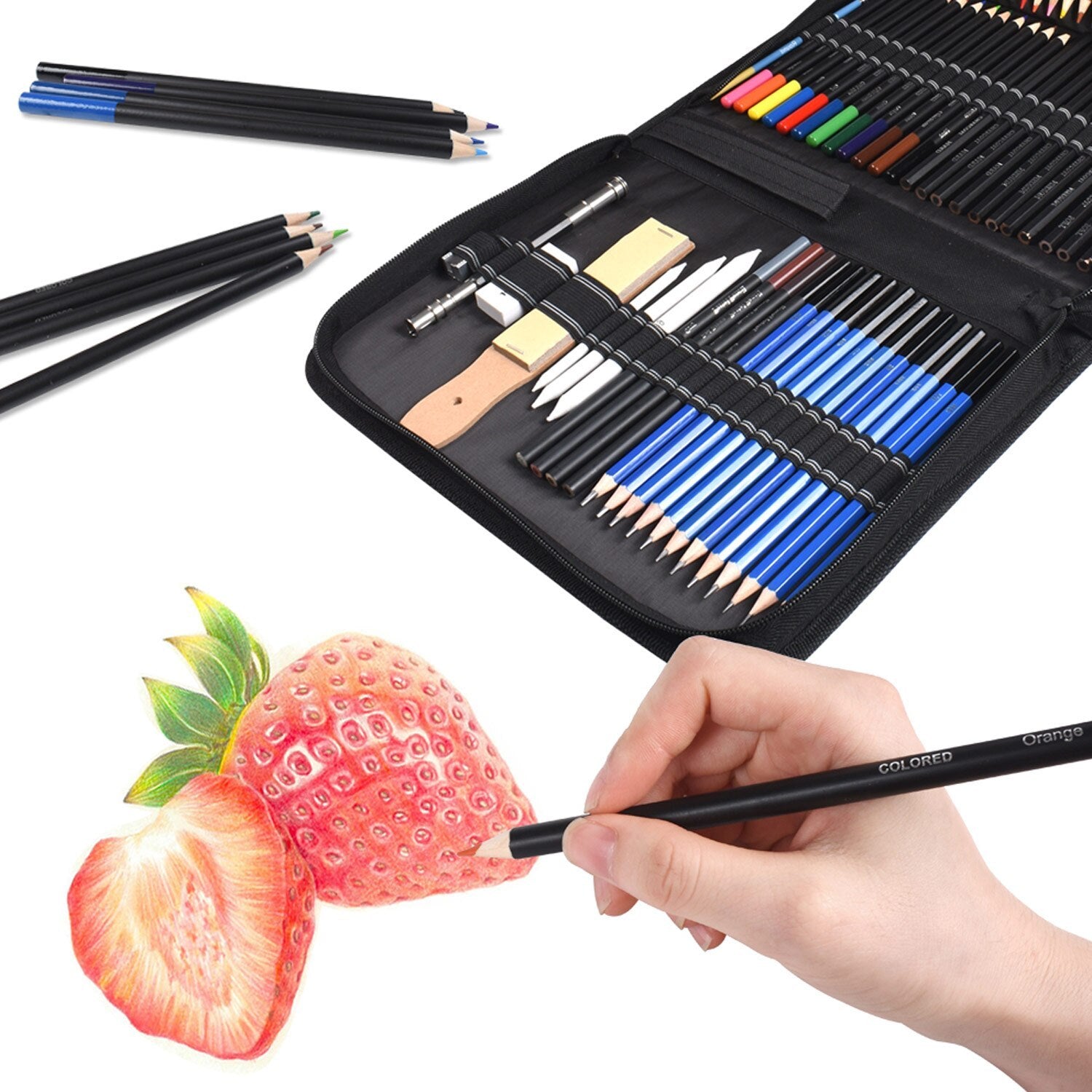 Sketch Drawing Color Pencil Set Charcoal Art Brush Set 72 Piece – Art Supplies for Drawing and Painting