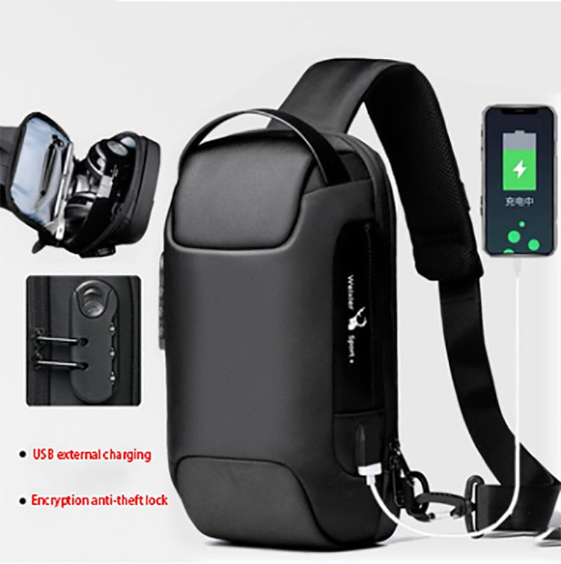 Waterproof USB Anti-Theft Oxford Crossbody Sling Bag for Men