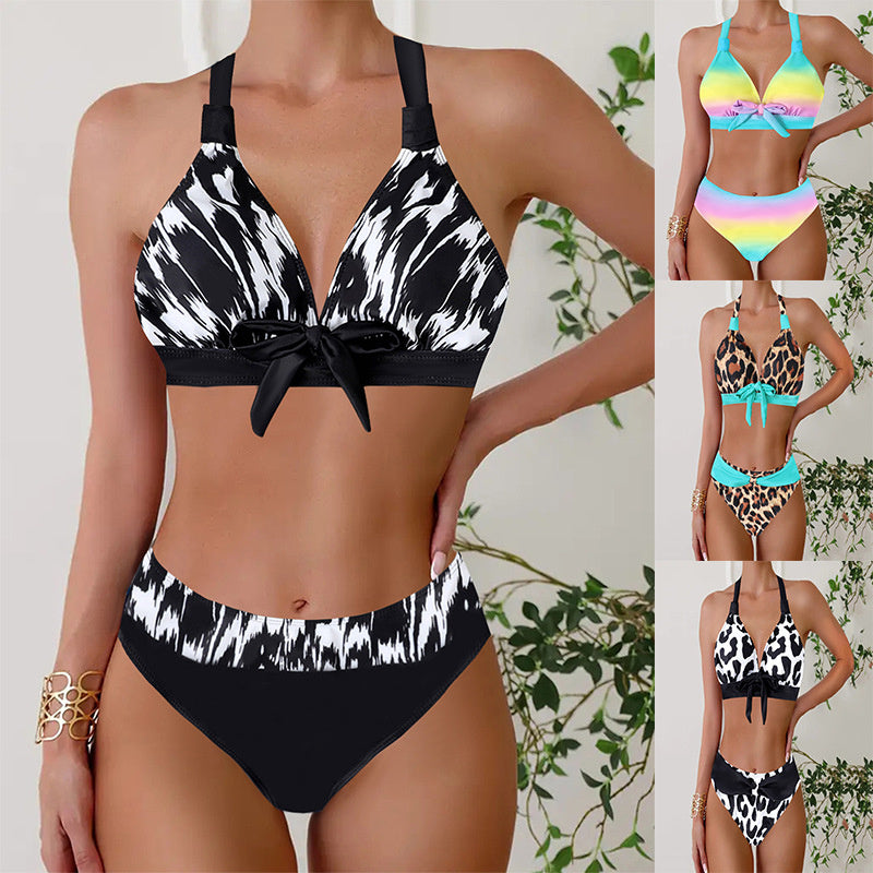Plus Size Bikini Set – Sexy & Conservative Swimwear in Blue, Green, White, Leopard Print