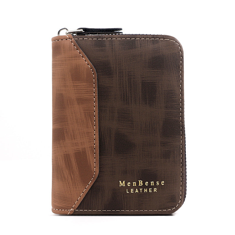 Frosted Mens PU Leather Short Chain Wallet Card Holder