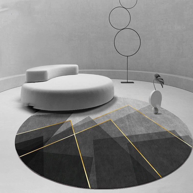 Round Geometric Office Carpet Pad – Dirt-Resistant Polyester Desk & Computer Mat