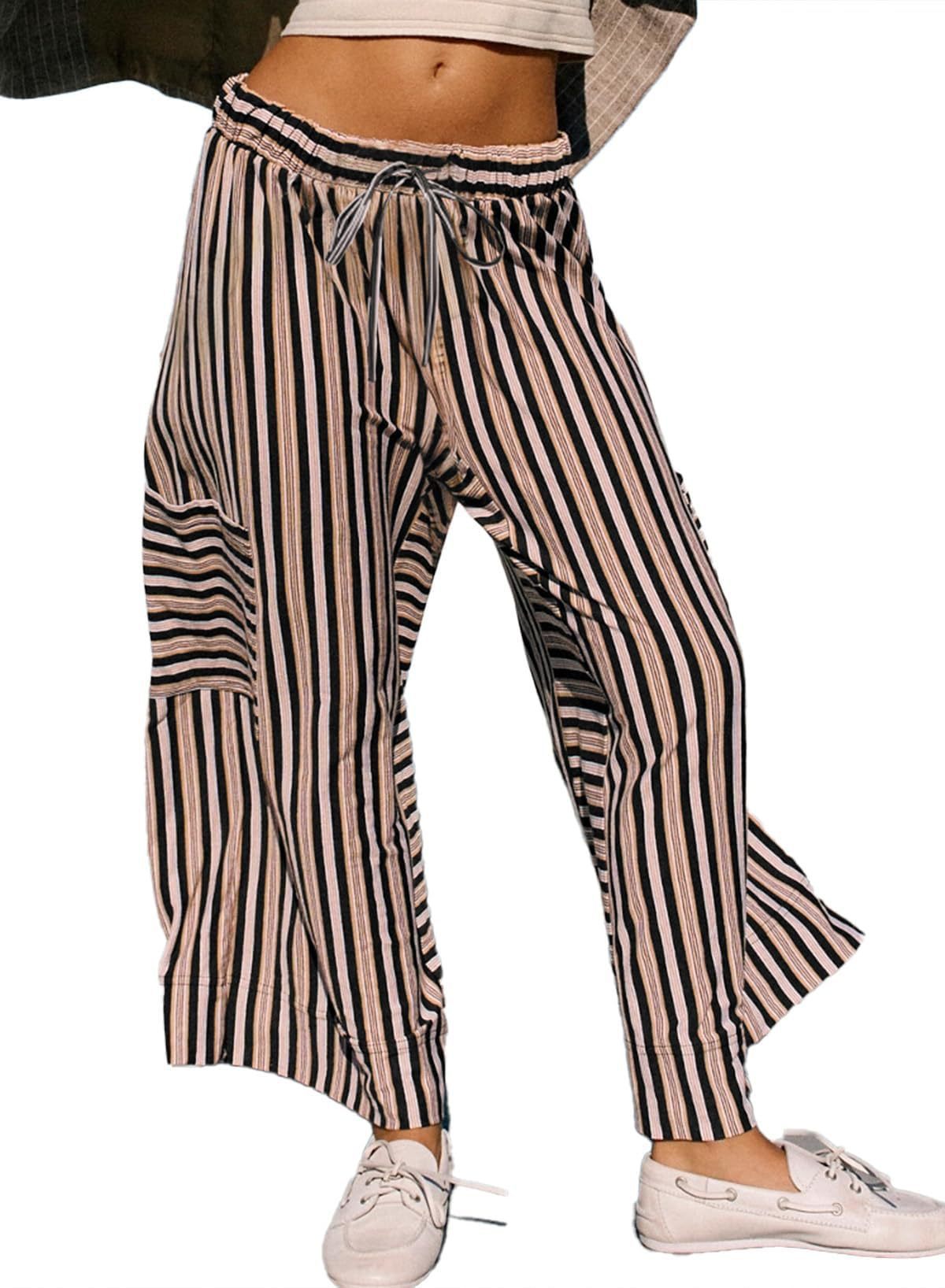 Women’s Mid Waist Straight Leg Pants – Casual Polyester Trousers