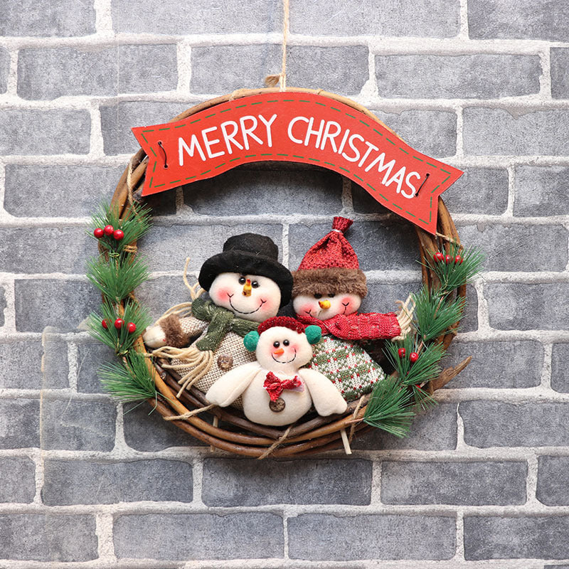 Wreath Christmas Vine Circle Pendant  Door Hanger