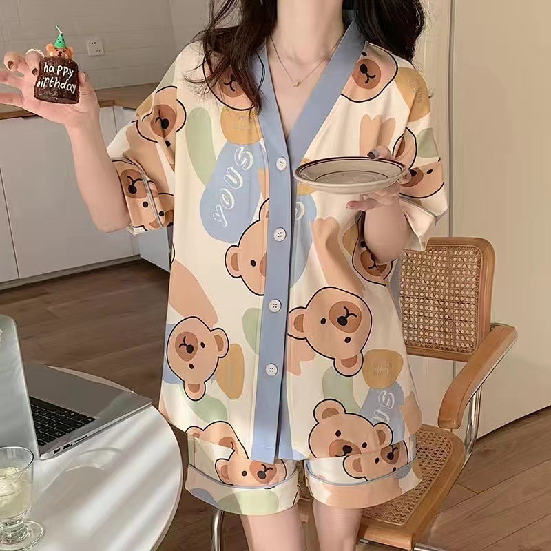 Women's Fashion Casual Short Sleeve Cute Loungewear Suit