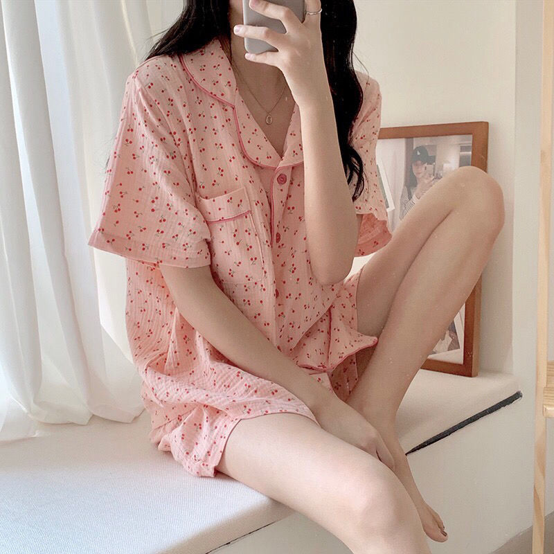 Womens Polyester Floral Two Piece Korean Loungewear Relaxed