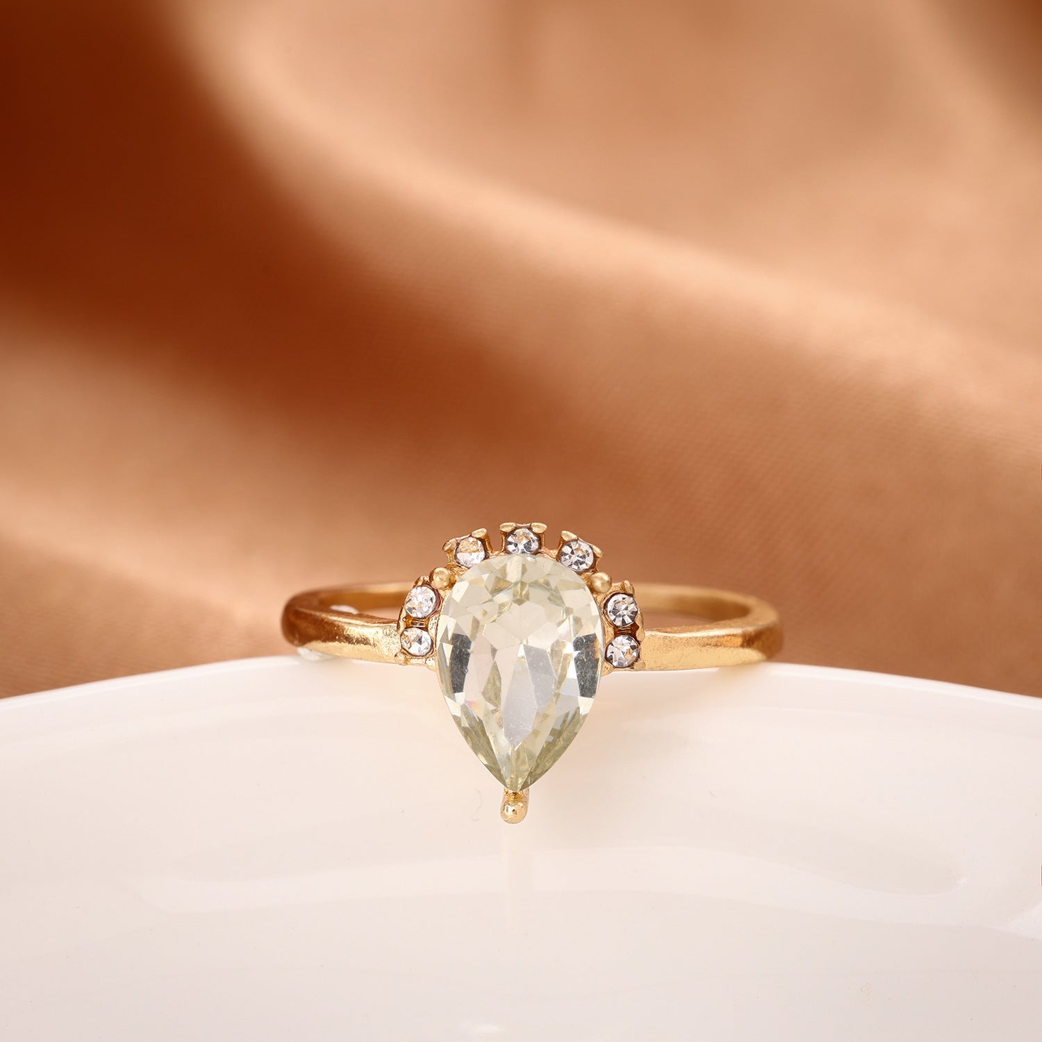 Opal Water Drop Diamond Engagement Ring