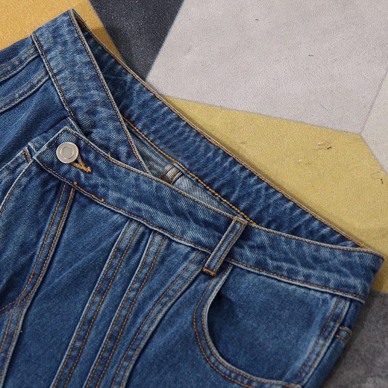 Women's Spring Jeans – Irregular Stripe Stitching Slim Bell Bottoms
