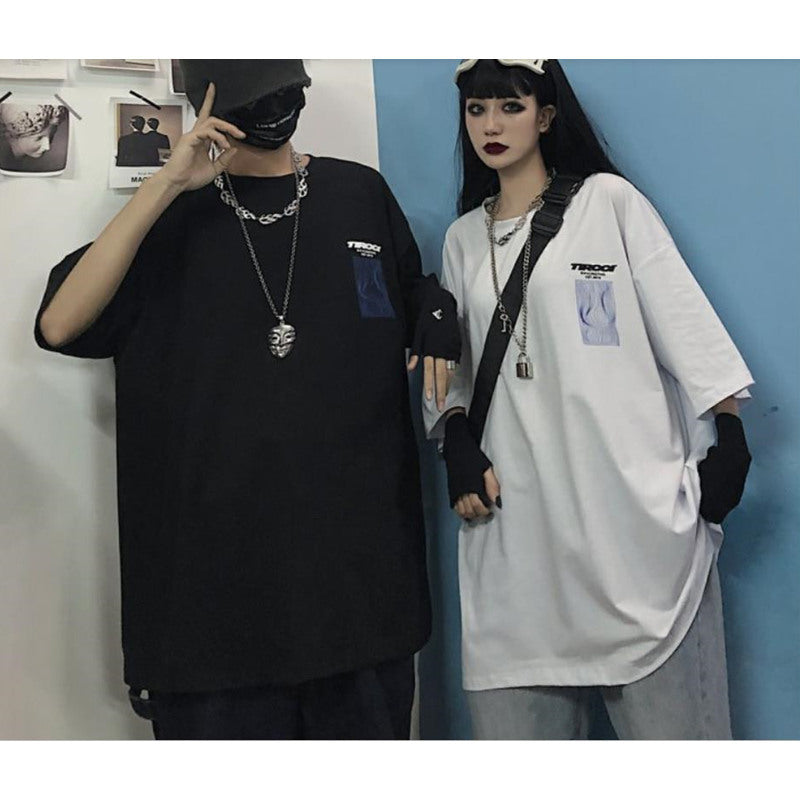 Letter print T-shirt couple