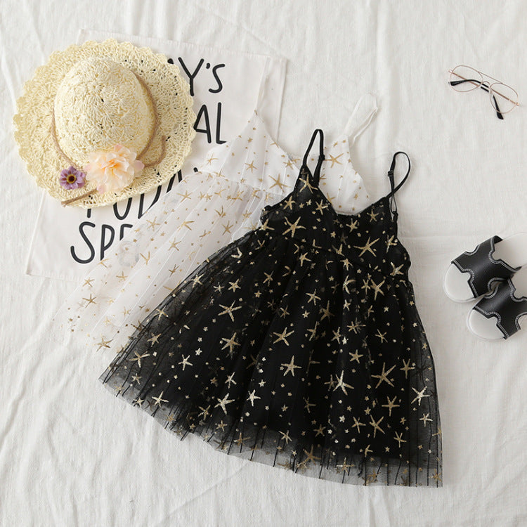 Girls Princess Dress With Star Suspenders
