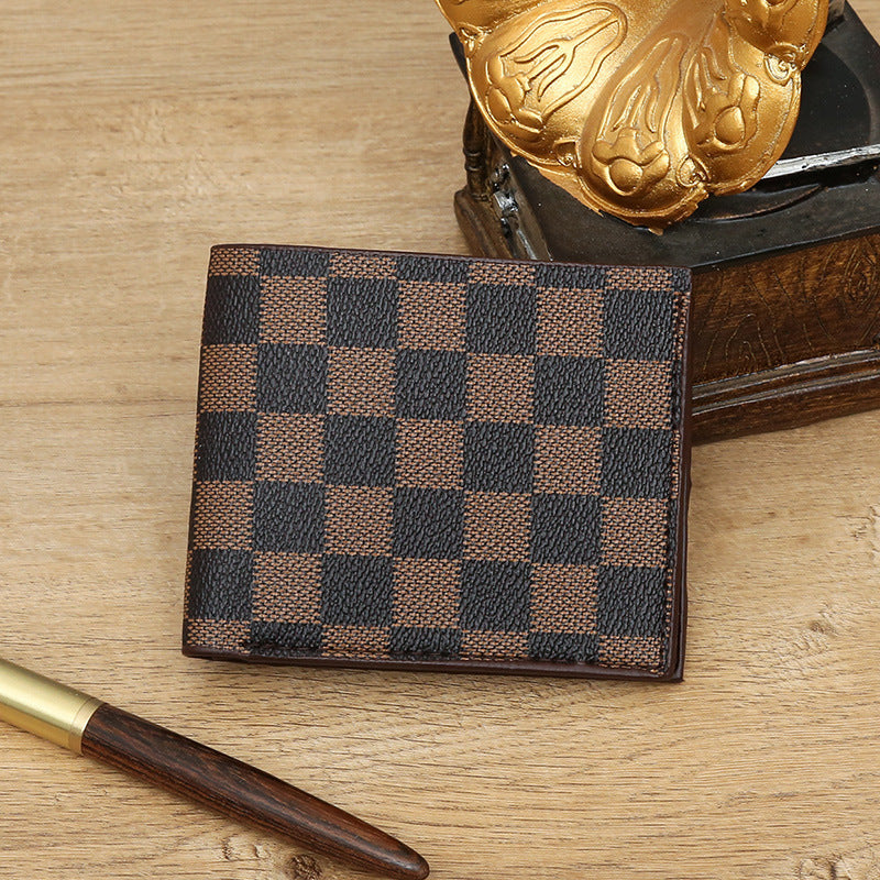 Unisex Plaid PU Leather Card Bag Slim Wallet Organizer