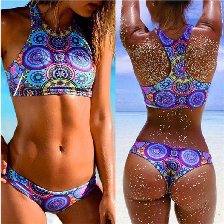 Women's High Neck Brazilian Two Piece Nylon Bikini Regular