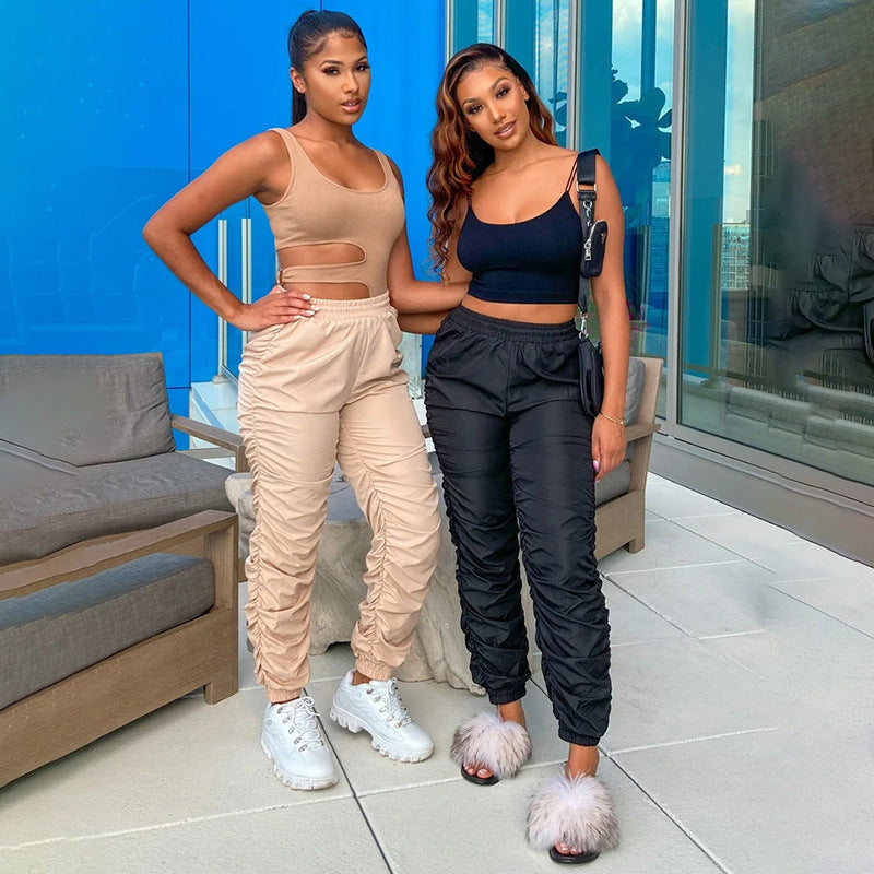 High Waist Guardian Sports Pants – Windbreaker Fabric Tight-Fit Trousers