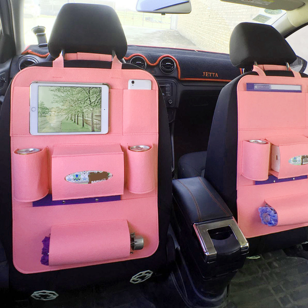Car Backseat Organizer – Multi-Pocket Wool Felt Storage Bag for Vehicle Accessories