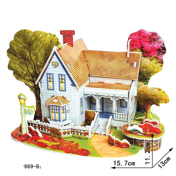 Children's 3D Three Dimensional Puzzle Paper Educational Toys Diy Building Hut