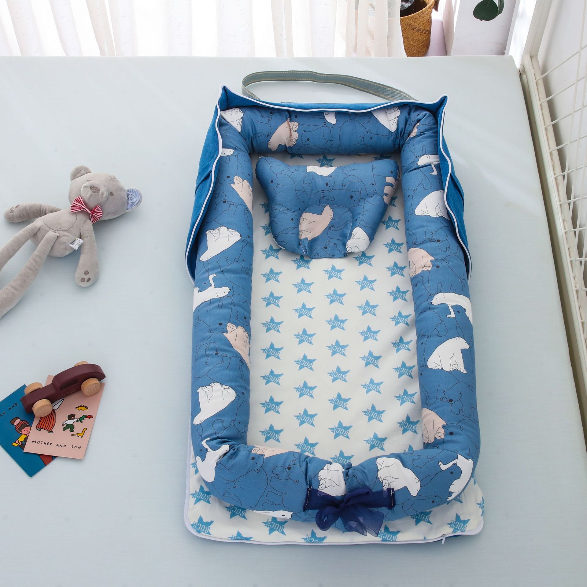 Portable Foldable Cotton Baby Bed – Travel Bassinet with Carry Bag