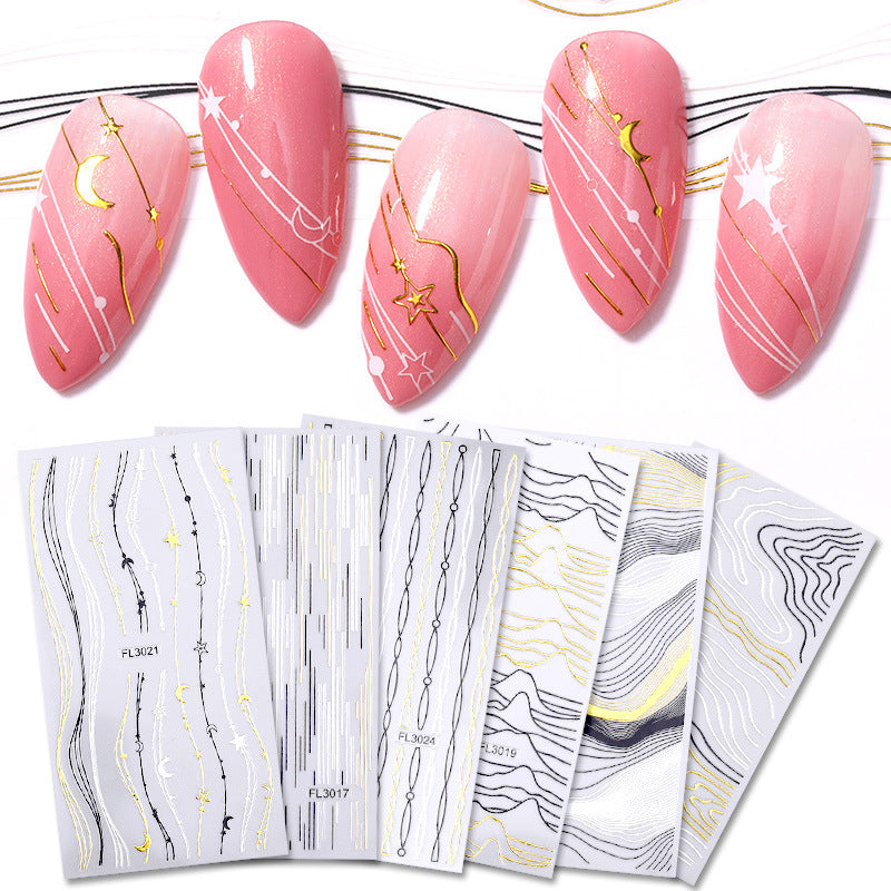 Nail Art 3d Hot Stamping Line Sticker Stripe Wave Adhesive Sticker