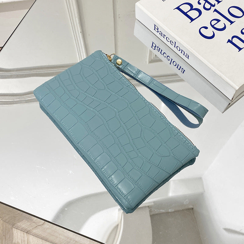 Women's Slim PU Stone Pattern Clutch Horizontal Square