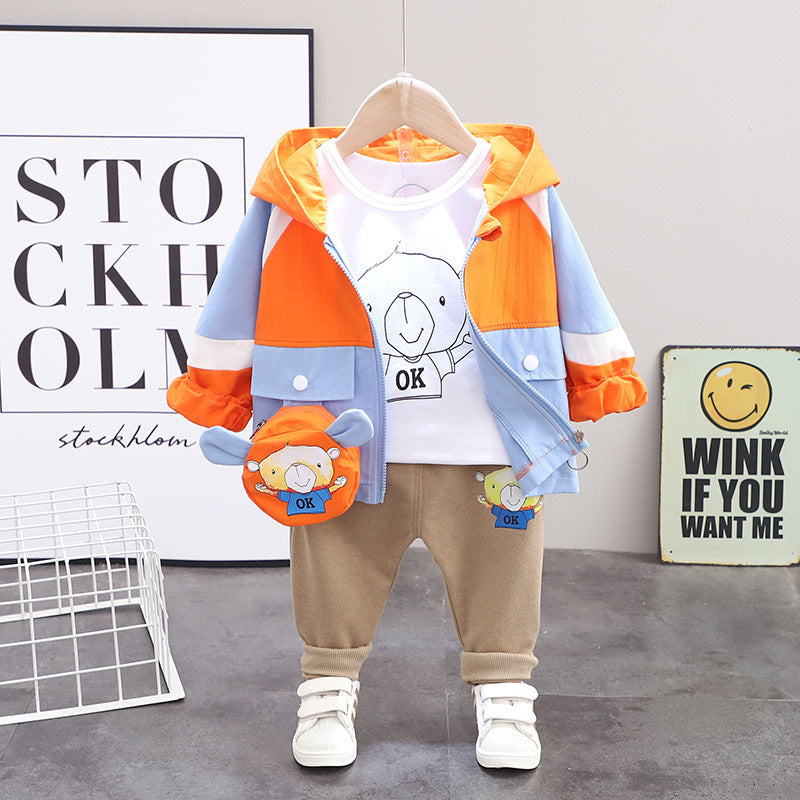 Boys' Autumn Hooded Cartoon Jacket Suit