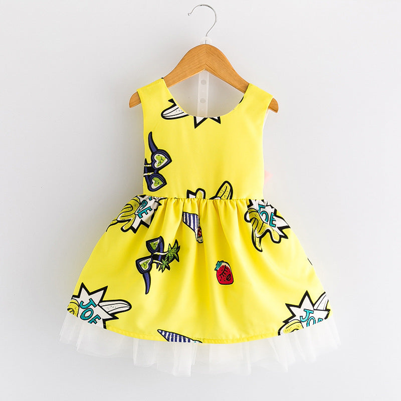 Baby Girl Cartoon Backless Sleeveless Dress – Summer Outfit