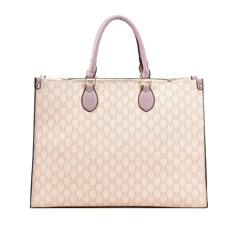 Women's Retro Tote Bag PU Leather Letter Print Capacity