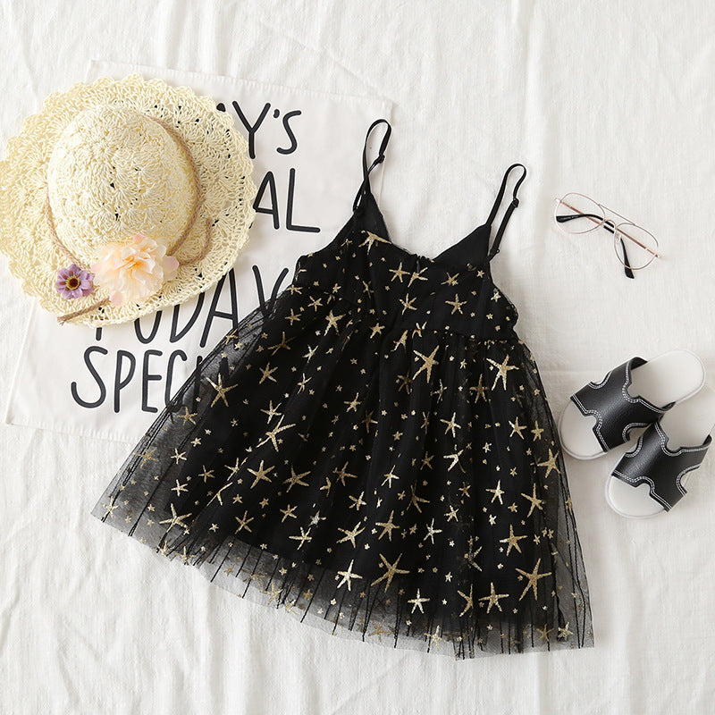 Girls Princess Dress With Star Suspenders