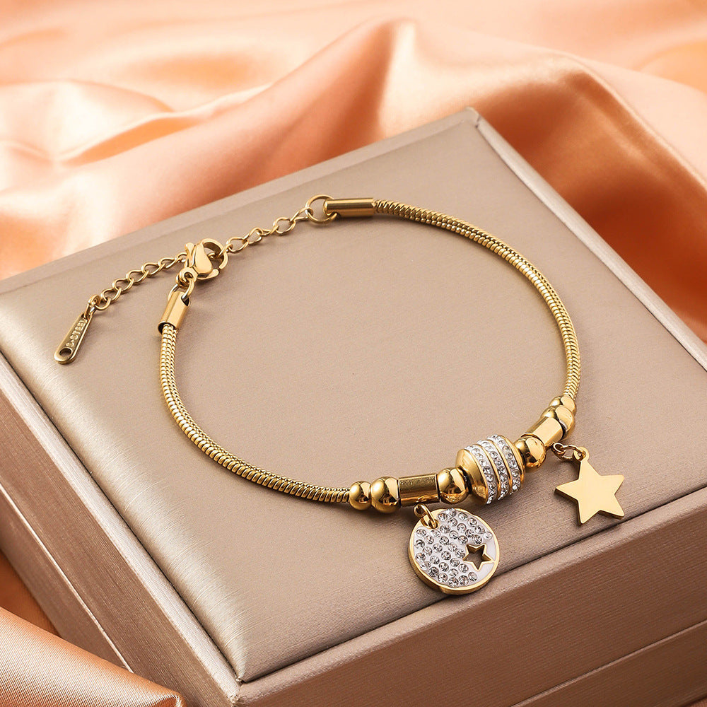 Titanium Steel Inlaid Shell Non-fading Advanced Design Bracelet