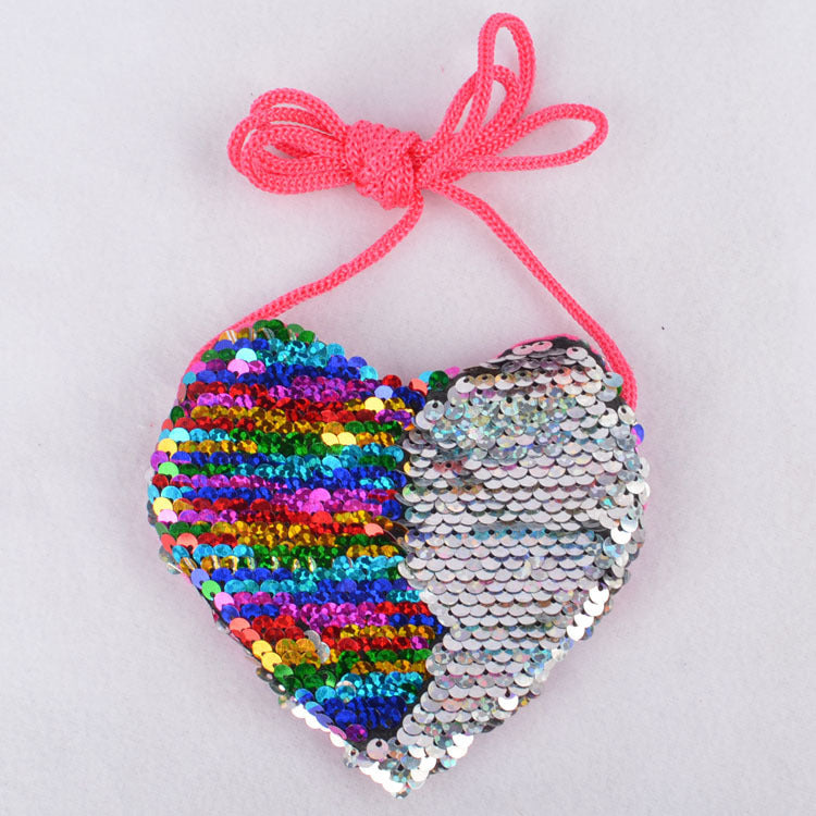 Sequined Love Lanyard Bag – Cute Children’s Coin Purse