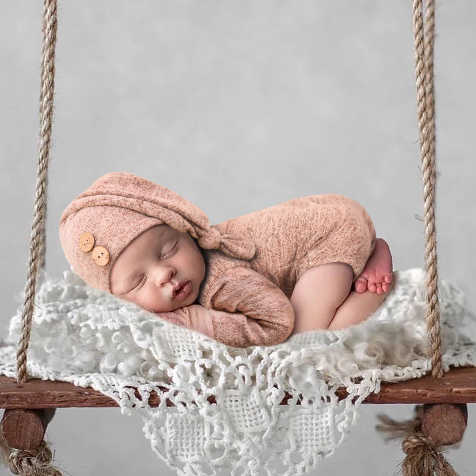 Baby Photo Clothes Props Button Hat Two Sets