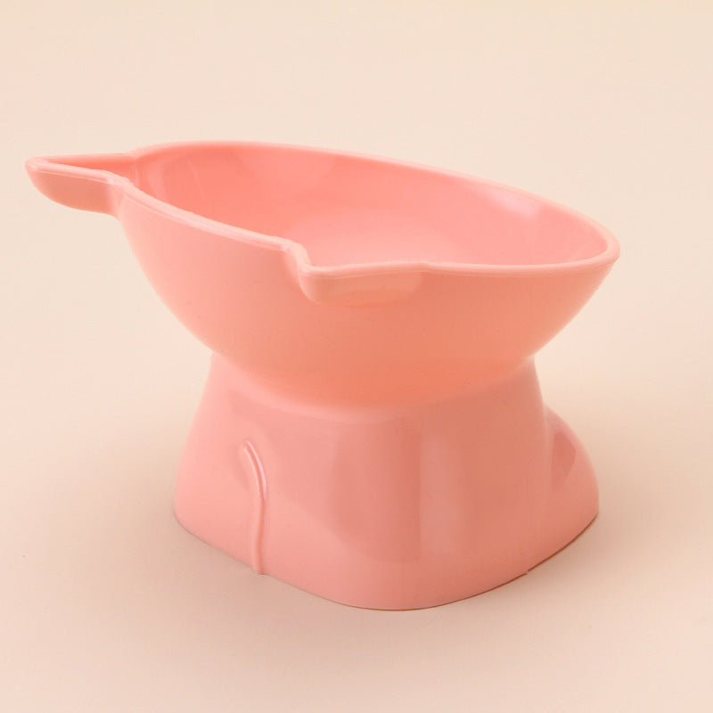 Nordic Style Pet Bowl Protective Cervical Kneeling High Foot Anti-tumble Plastic Oblique Mouth