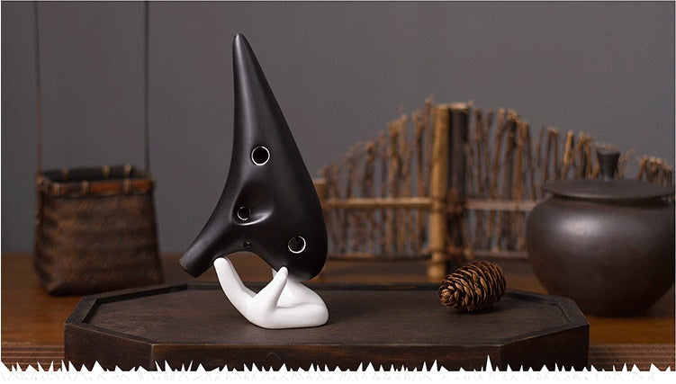Black Ceramic 12-Hole Alto C Ocarina Musical Instrument