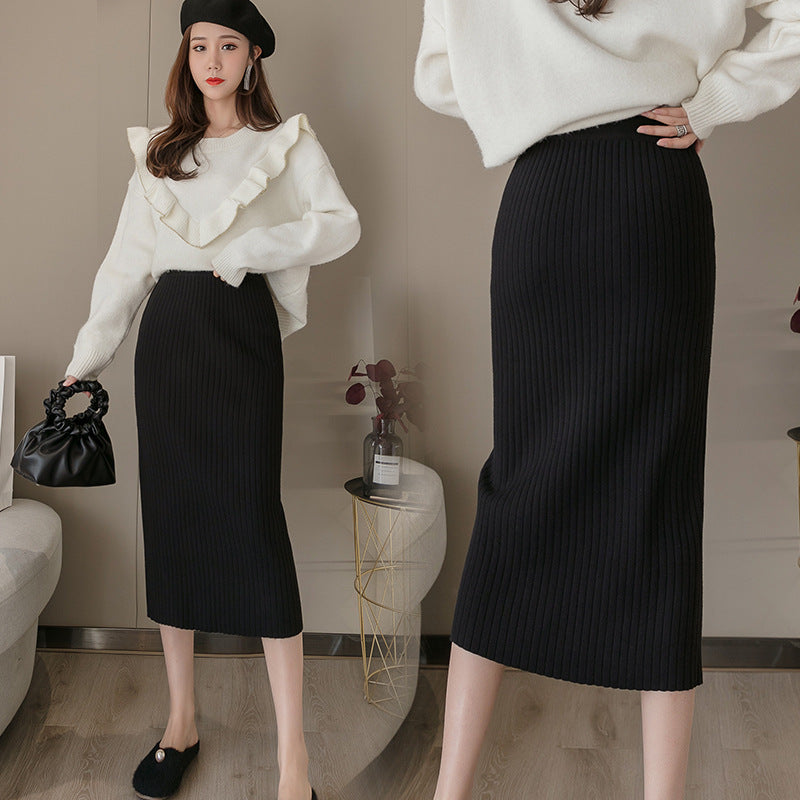 High Waist Straight Skirt – Long Slimming Sweater Dress