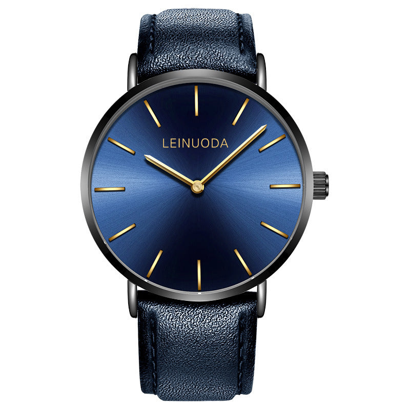 Slim Quartz Watch Men's Stainless Steel Band Easy To Read