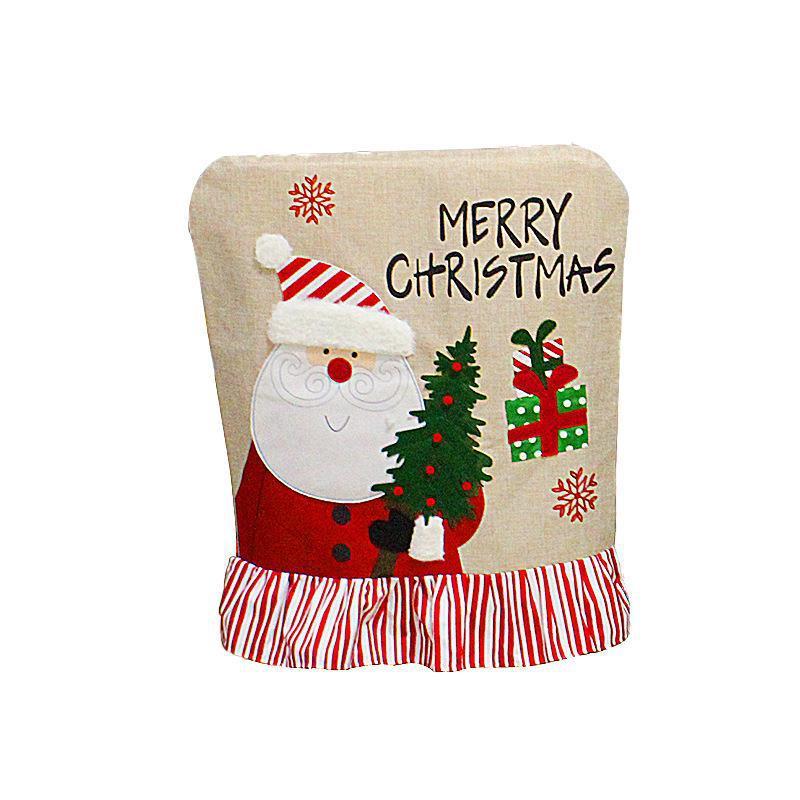 Linen Christmas Embroidered Lace Chair Cover