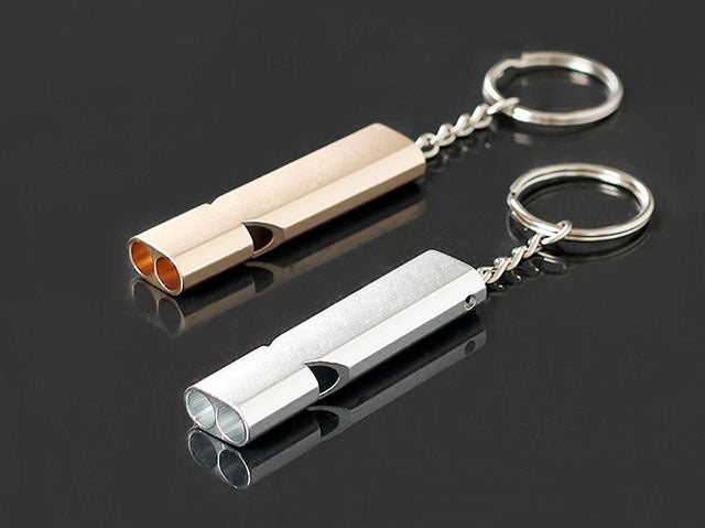 Double Hole High-frequency Aluminum Alloy Whistle Outdoor Survival
