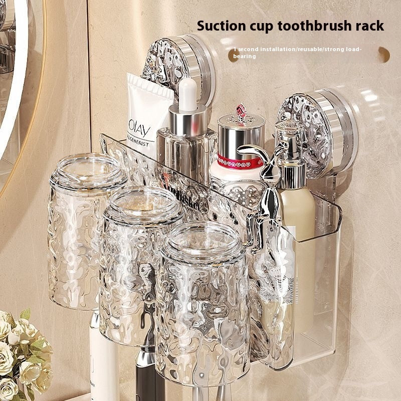 Suction Cup Type Wall-mounted Punch-free Good-looking Bathroom Toothbrushing Set Family Set