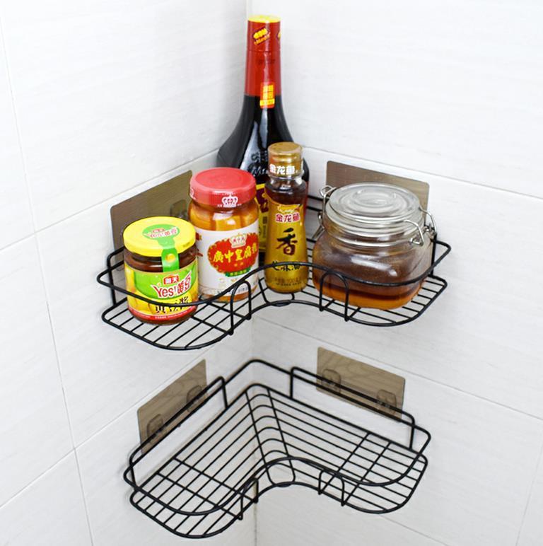 Punch-Free Wall-Mounted Bathroom Storage Rack – Kitchen Corner Shelf with Tripod