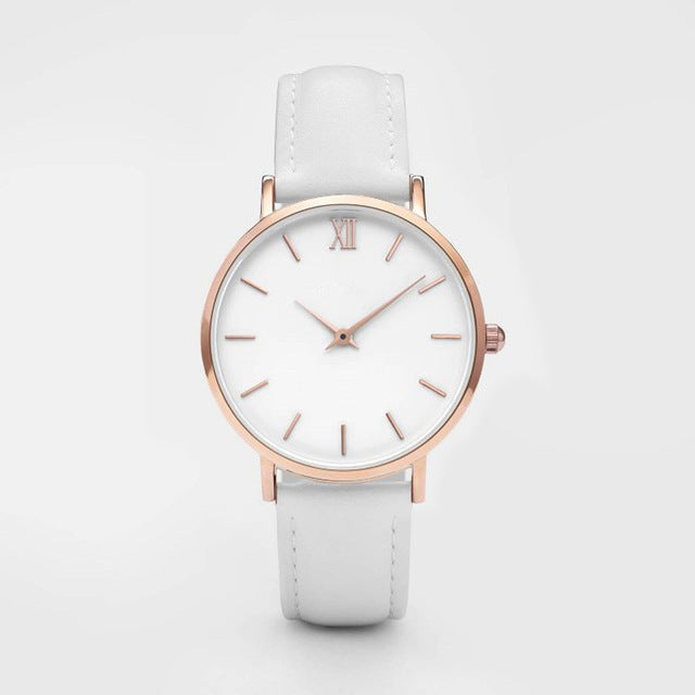 Elegant Frosty Round Dial Women's Quartz Watch with Textile Strap