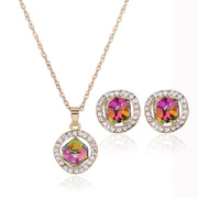 Gold Crystal Bridal Necklace & Earrings Set (Korean Pendant) — Factory Direct Promotion