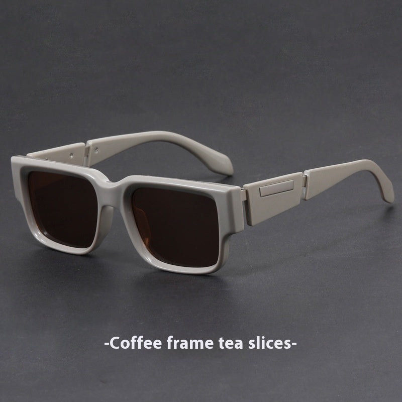 Gray Blue Square Thick Frame UV-Proof Retro Sunglasses