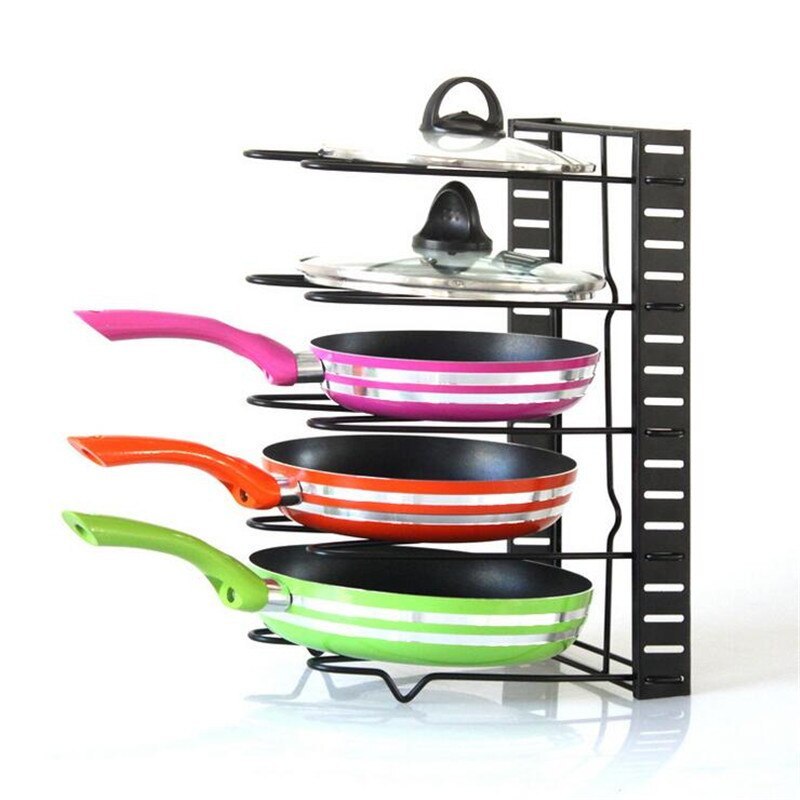 Adjustable Multi-Layer Metal Pot Rack – Space-Saving Pan Organizer for Kitchen Storage