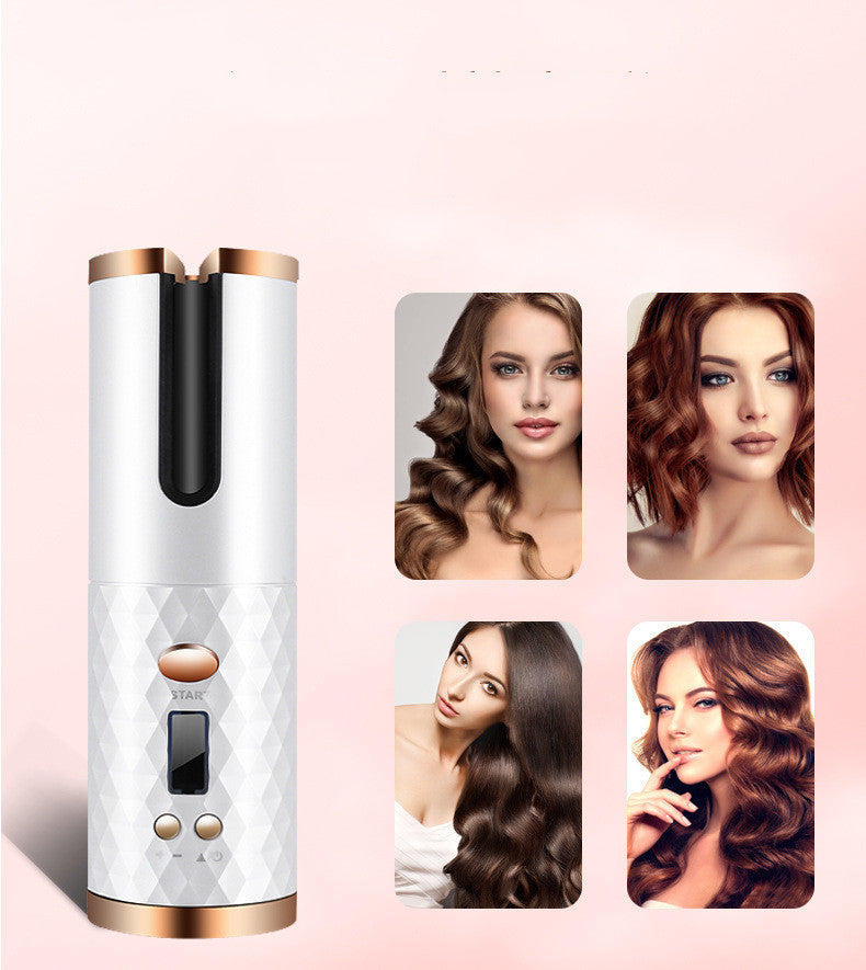 Rechargeable Automatic Hair Curler – LCD Ceramic Rotating Curling Iron