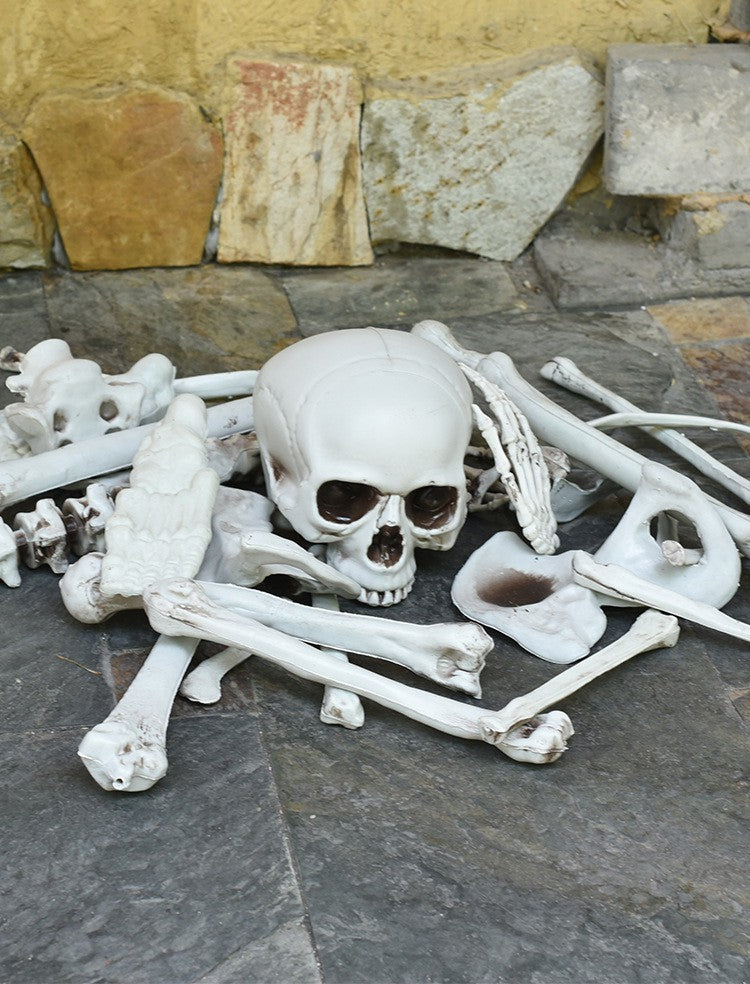 28PCS Halloween Skeleton Bones Set – Scary Skull and Bone Props for Haunted House and Party Decorations