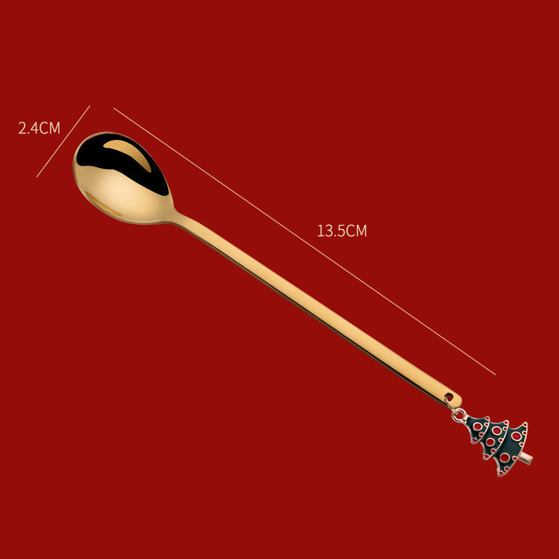 Stainless Steel Christmas Spoons For Tableware Ornaments