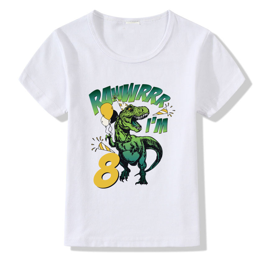 Kids Casual Polyester Regular Fit Birthday Number Tee